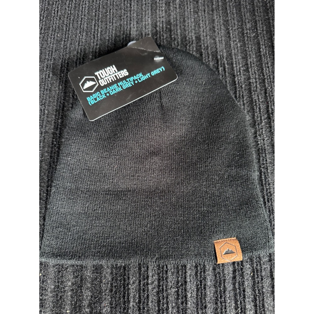 Tough Outfitters Men's Basic Beanie Black Knit Hat